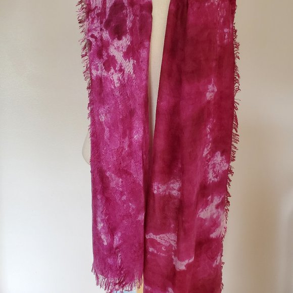 NEW large Silk Cashmere scarf Wrap cape tie dyed XL red white pink gray unisex - Picture 10 of 10